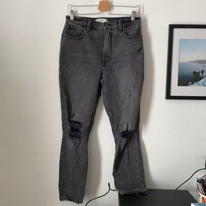 Abercrombie & Fitch the skinny high rise ripped knee jeans